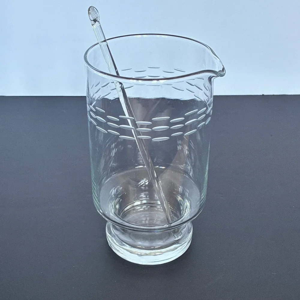 Princess House Crystal Heritage Martini Cocktail Pitcher Etch MCM Barware Retro